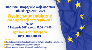 Wysłuchanie publiczne dla organizacji pozarządowych – Fundusze Europejskie Woj. Lubuskiego 2021-2027